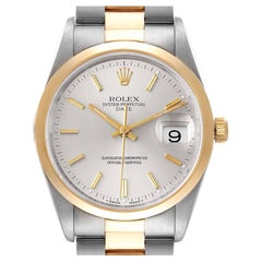 Rolex Montre pour homme Date en acier, or jaune et argent avec cadran en argent 15203