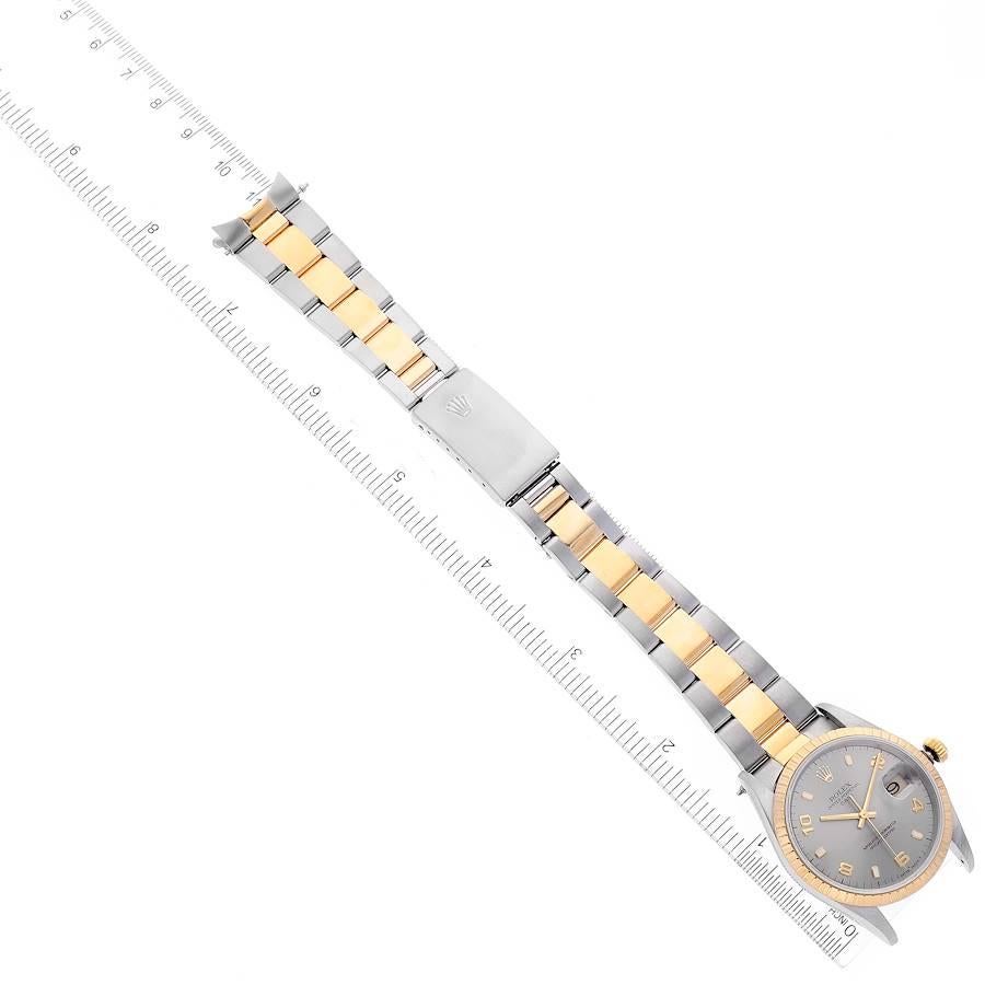 Rolex Date Steel Yellow Gold Slate Dial Mens Watch 15223 5