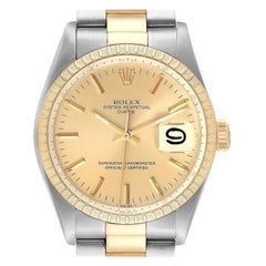 Rolex Date Steel Yellow Gold Vintage Mens Watch 1505 Box Papers