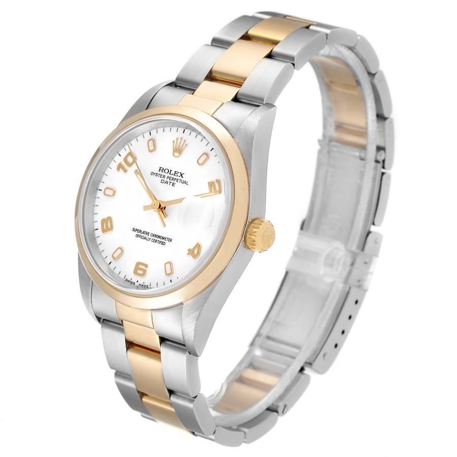 Rolex Date Steel Yellow Gold White Dial Mens Watch 15203 Box Papers Pour hommes en vente