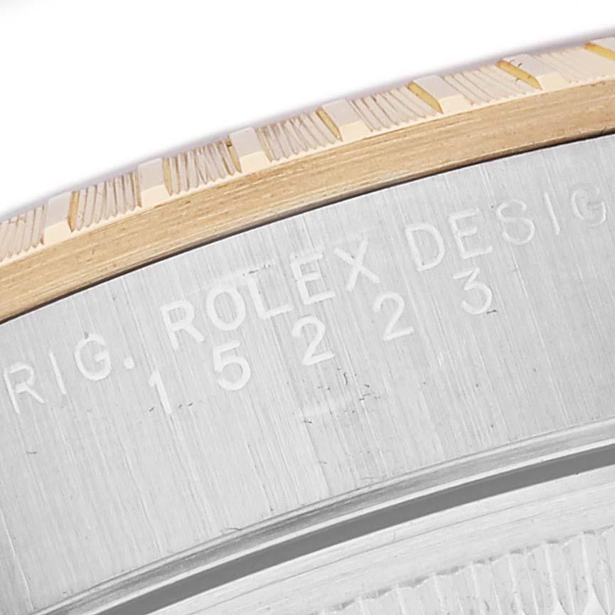 Rolex Date Stahl Gelbgold Weißes Zifferblatt Herrenuhr 15223 im Angebot 3
