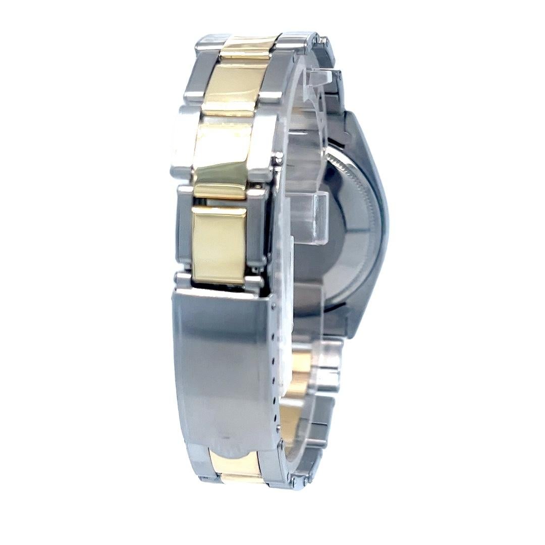 Rolex Date Two Tone Watch with Diamond Dial In Good Condition For Sale In Coral Gables, FL