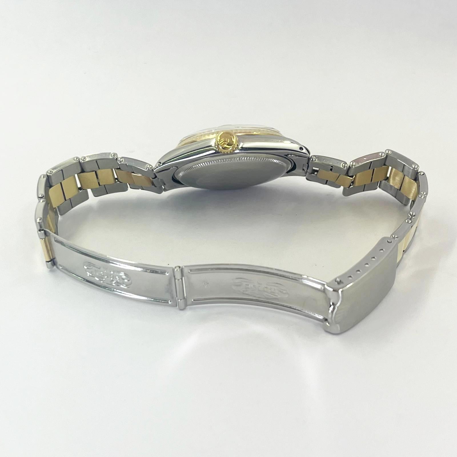 Rolex Date Two Tone Watch with Diamond Dial For Sale 1