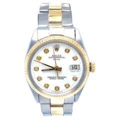 Reloj Rolex Date de dos tonos con esfera de diamantes