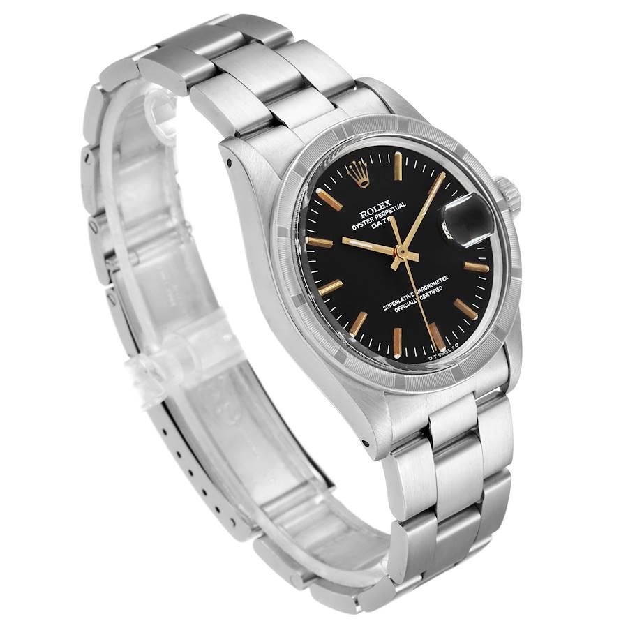 Rolex Date Vintage Black Sigma Dial Stainless Steel Men's Watch 1501 In Good Condition For Sale In Atlanta, GA