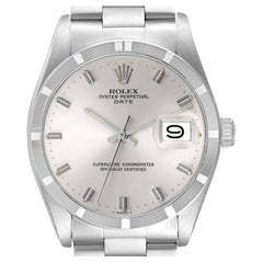Rolex Date Vintage Silver Baton Dial Stainless Steel Mens Watch 1501
