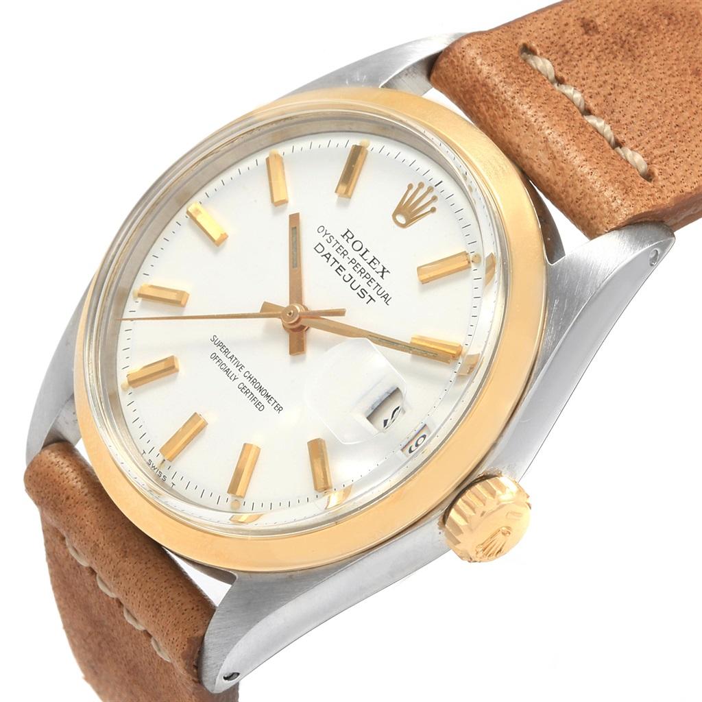 Rolex Date Vintage Steel Yellow Gold White Dial Men's Watch 1600 7