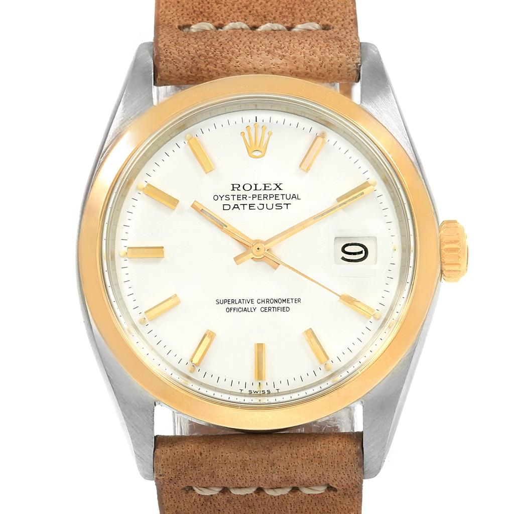 Rolex Date Vintage Steel Yellow Gold White Dial Men's Watch 1600 5