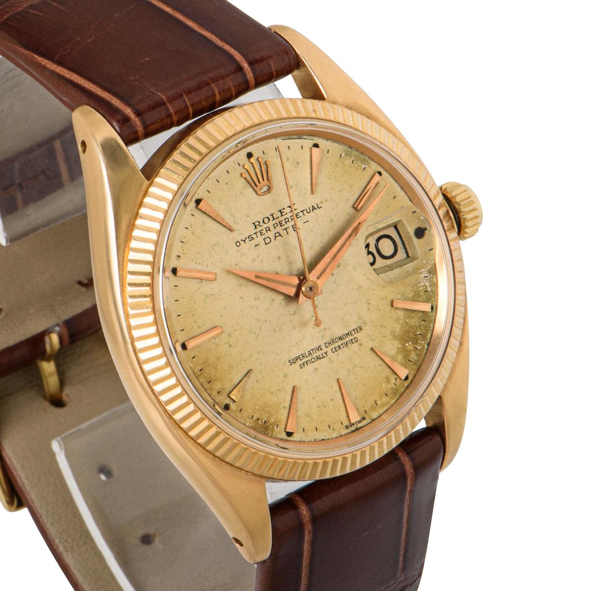 Rolex Date Vintage Yellow Gold 1503 In Good Condition For Sale In London, GB