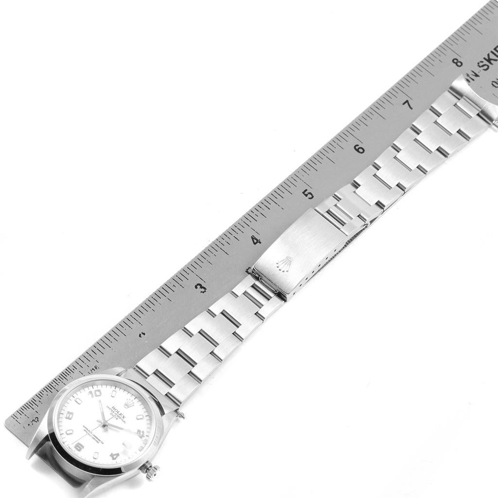 Rolex Date White Arabic Dial Smooth Bezel Steel Men's Watch 15200 Box 8