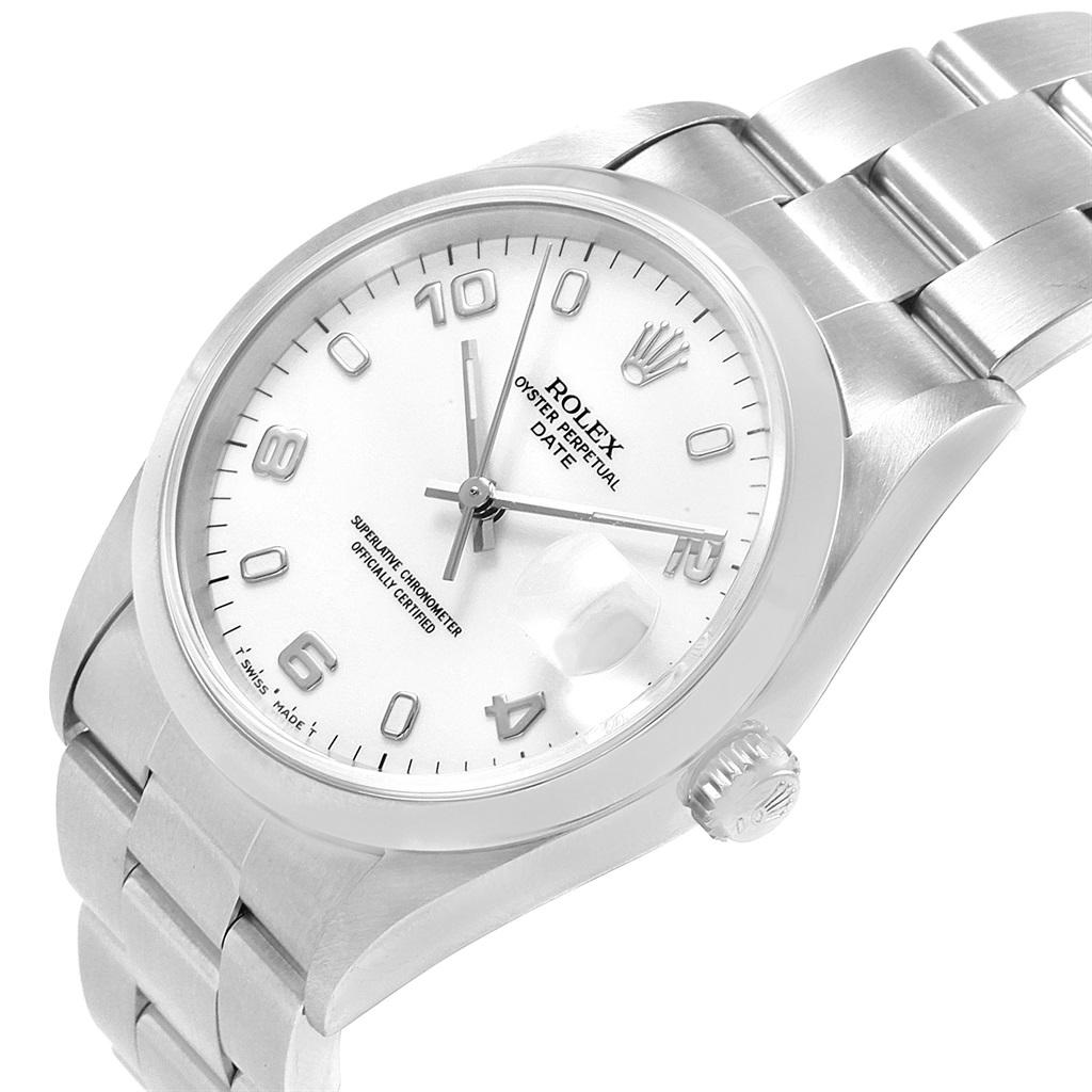 Rolex Date White Arabic Dial Smooth Bezel Steel Men's Watch 15200 Box 5