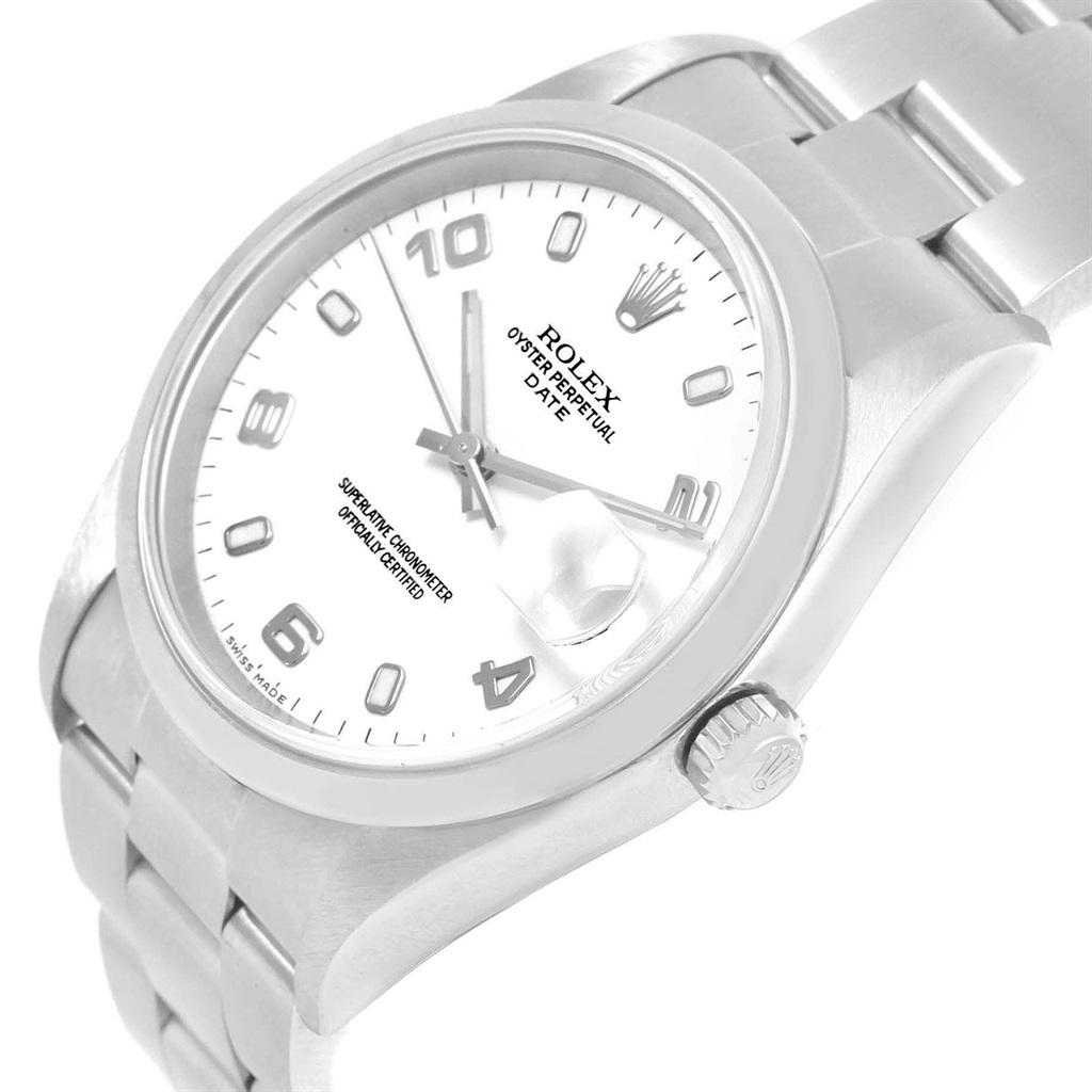 Rolex Date White Arabic Dial Steel Men's Watch 15200 Box 4
