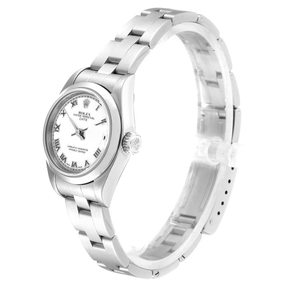 Women's Rolex Date White Dial Domed Bezel Steel Ladies Watch 79160 Box Papers