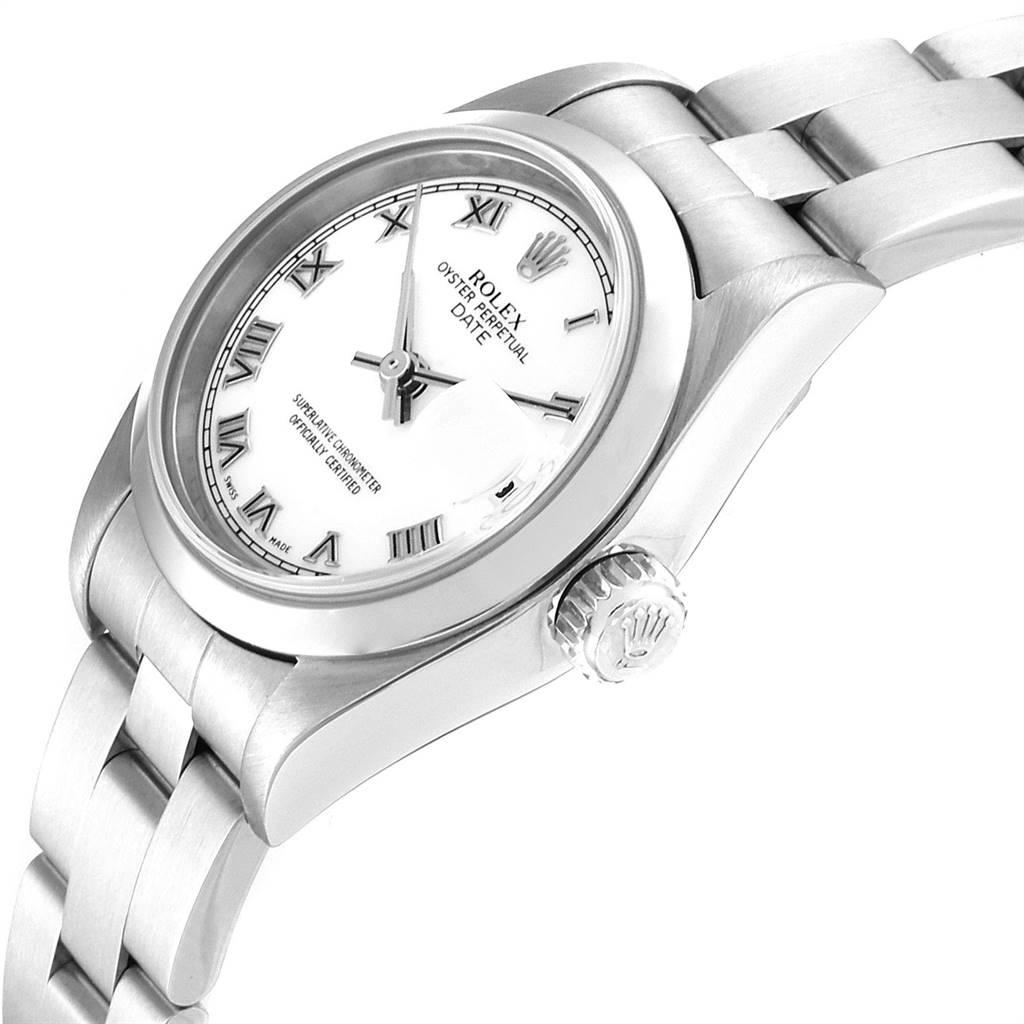 Rolex Date White Dial Domed Bezel Steel Ladies Watch 79160 Box Papers 1