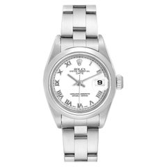Rolex Date White Dial Domed Bezel Steel Ladies Watch 79160 Box Papers