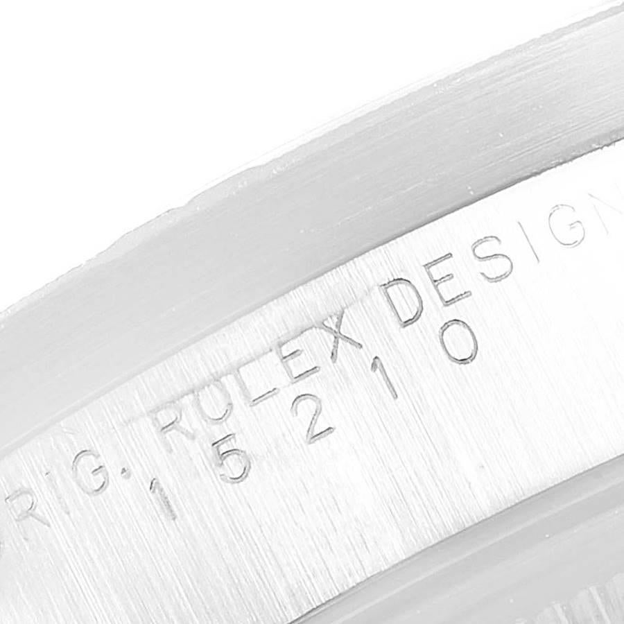Rolex Date White Dial Engine Turned Bezel Steel Men's Watch 15210 Box For Sale 3