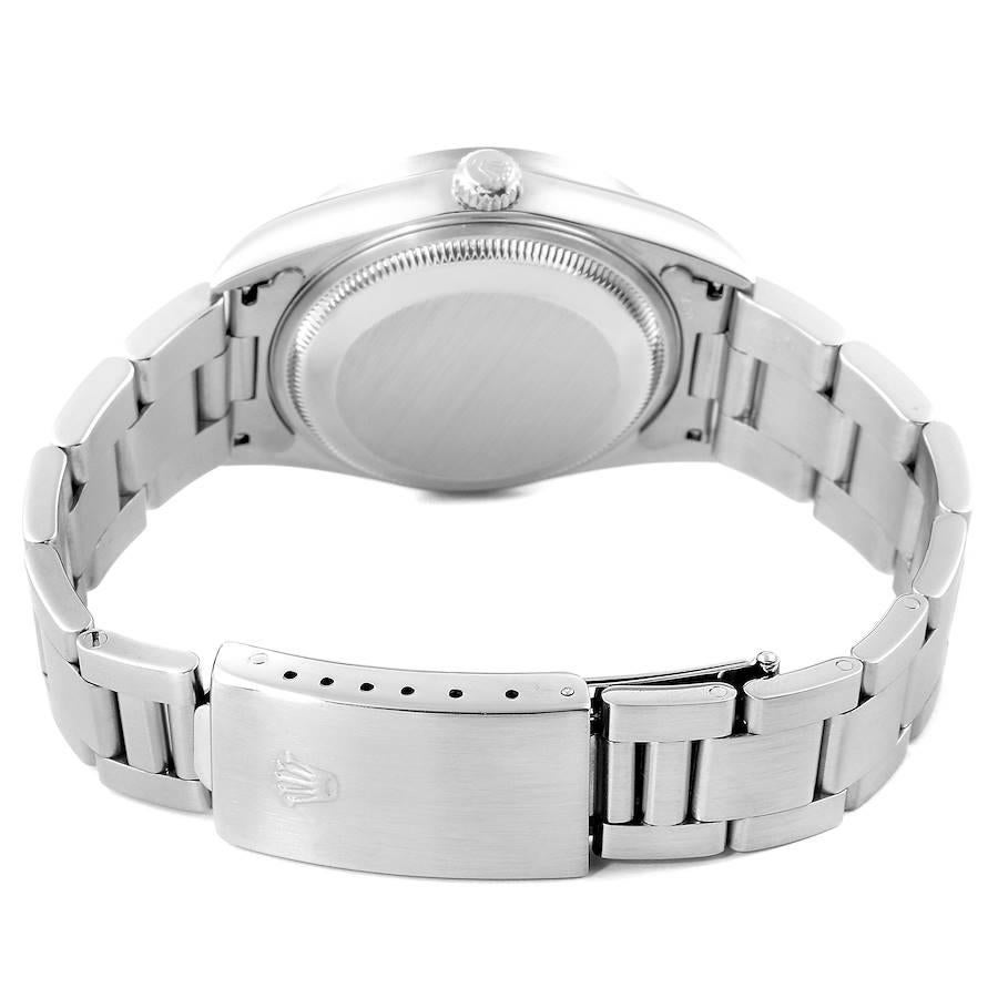 Rolex Date White Dial Engine Turned Bezel Steel Men's Watch 15210 Box For Sale 5