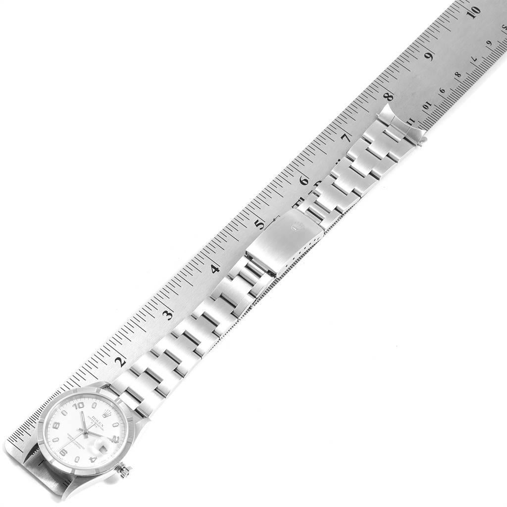 Rolex Date White Dial Engine Turned Bezel Steel Men's Watch 15210 7