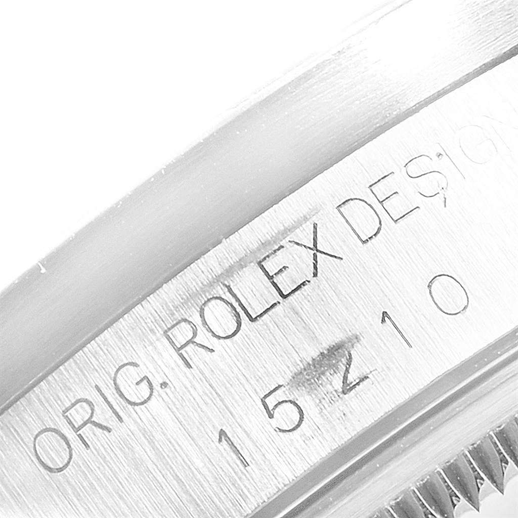 Rolex Date White Dial Engine Turned Bezel Steel Men's Watch 15210 4
