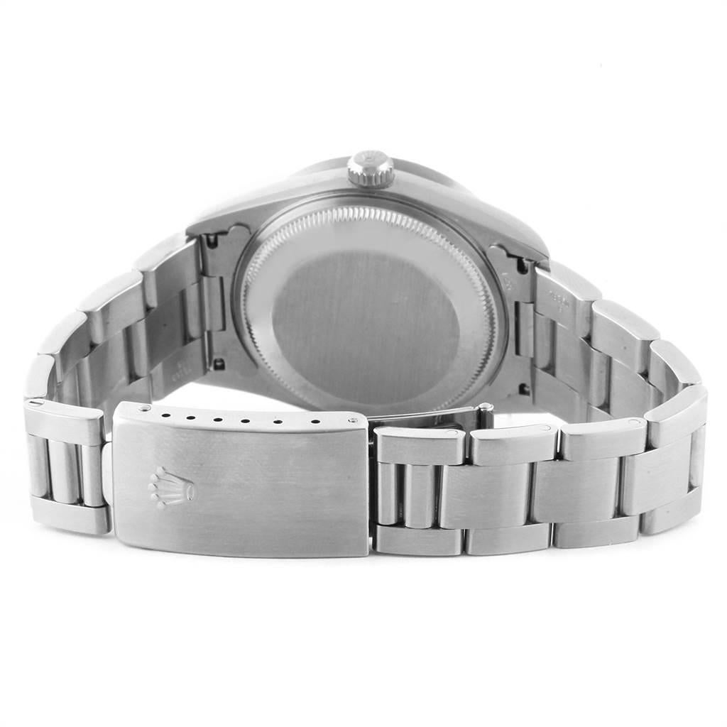Rolex Date White Dial Engine Turned Bezel Steel Men's Watch 15210 For Sale 6