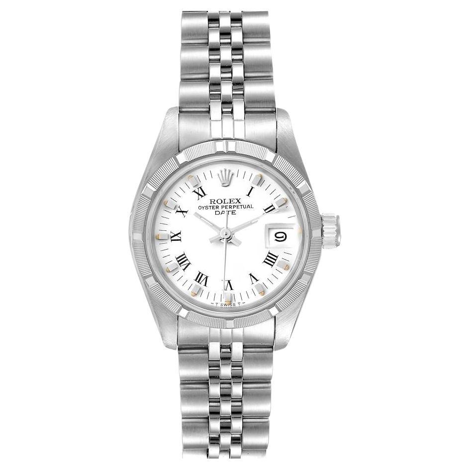 Rolex Date White Dial Oyster Bracelet Steel Ladies Watch 69160 For Sale