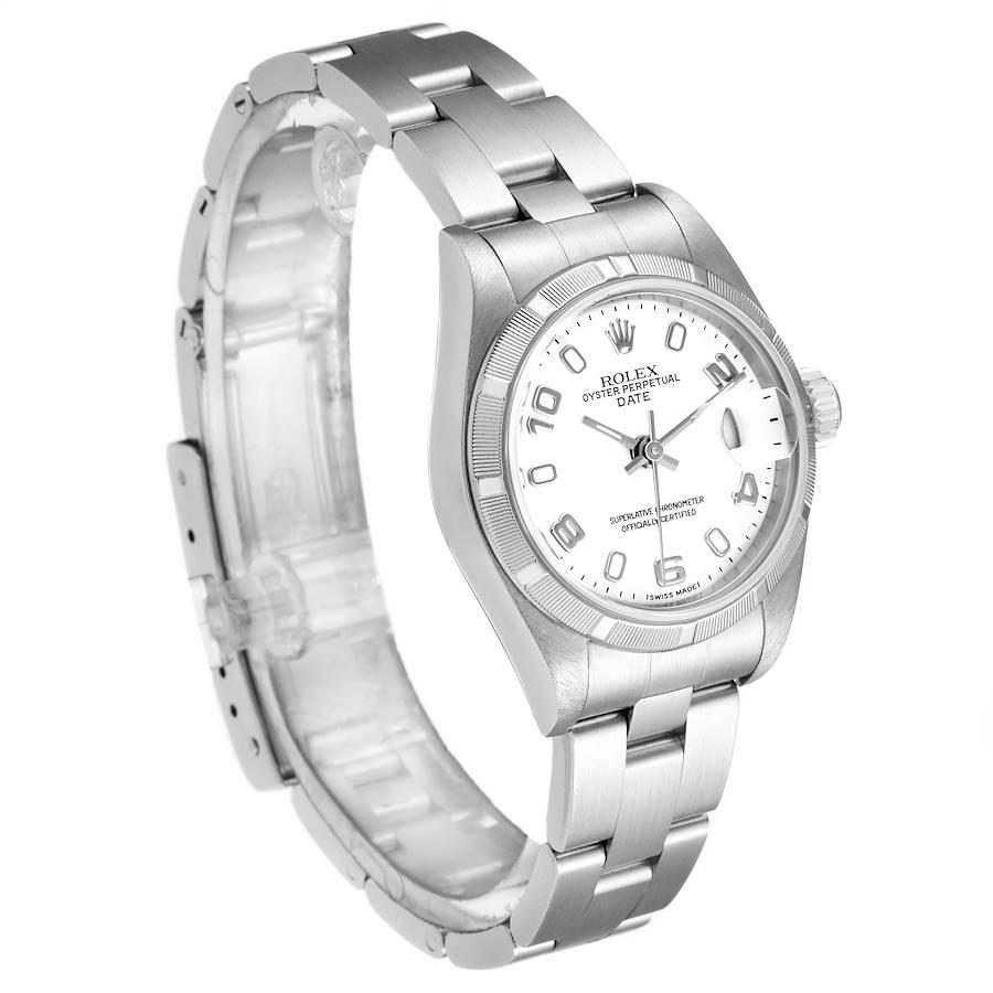 Rolex Date White Dial Oyster Bracelet Steel Ladies Watch 79190 In Excellent Condition In Atlanta, GA