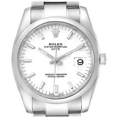 Rolex Date White Dial Oyster Bracelet Steel Men's Watch 115200 Box Card