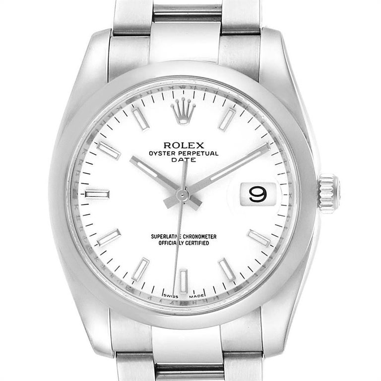 Rolex Date White Dial Oyster Bracelet Steel Men's Watch 115200 For Sale ...