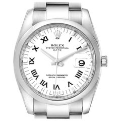 Rolex Date White Dial Oyster Bracelet Steel Men’s Watch 115200