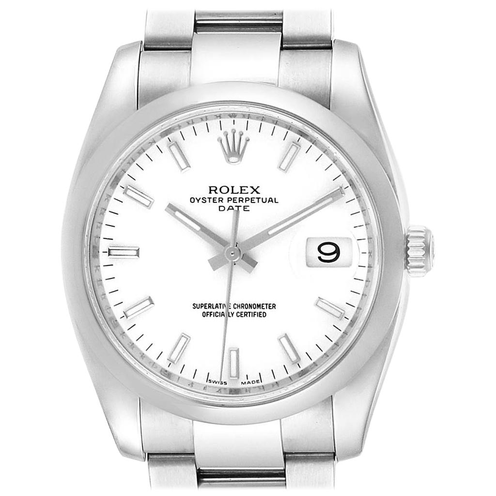 Rolex Date White Dial Oyster Bracelet Steel Men's Watch 115200 For Sale