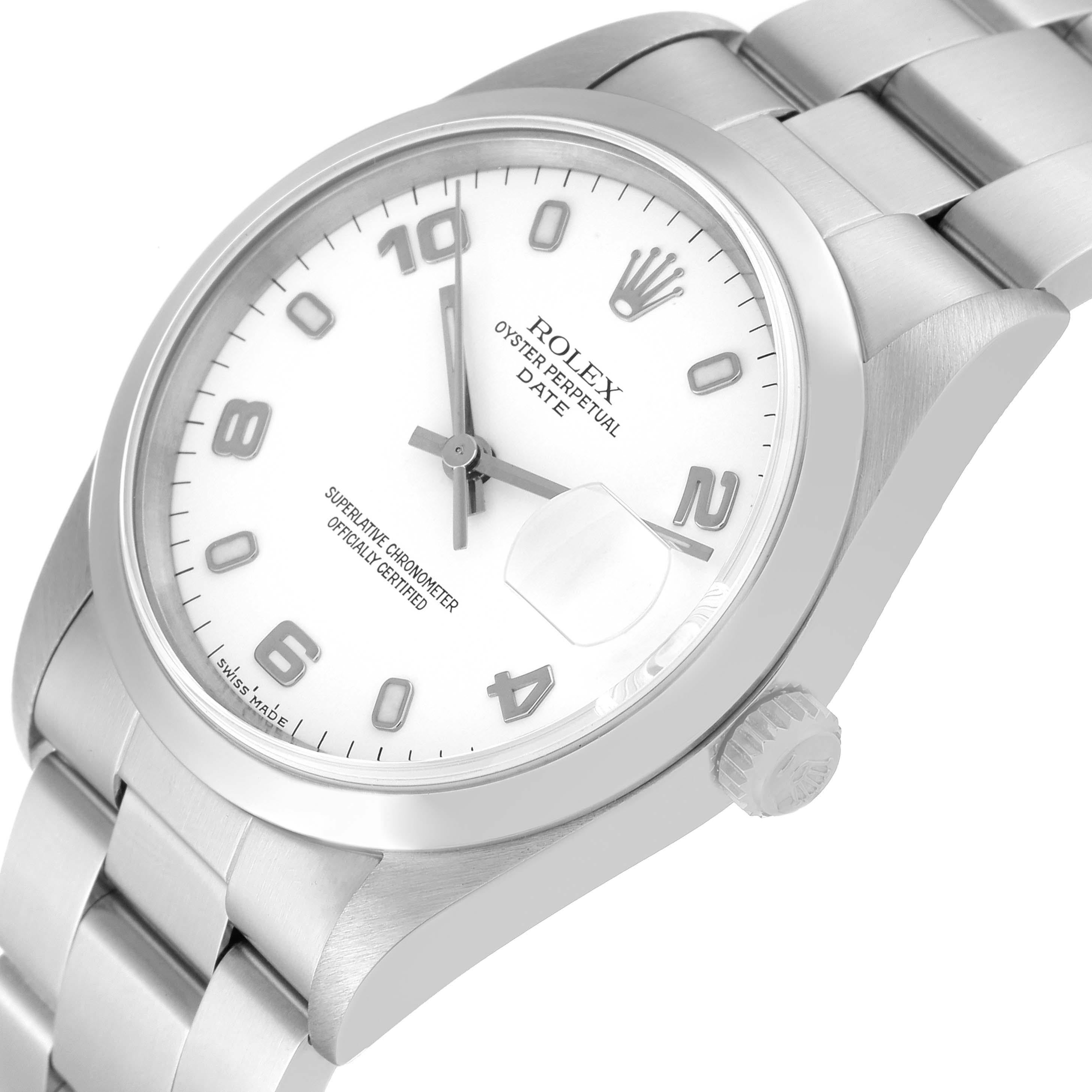 Rolex Date White Dial Oyster Bracelet Steel Mens Watch 15200 Box Papers 1