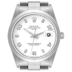 Rolex Date White Dial Oyster Bracelet Steel Mens Watch 15200 Box Papers