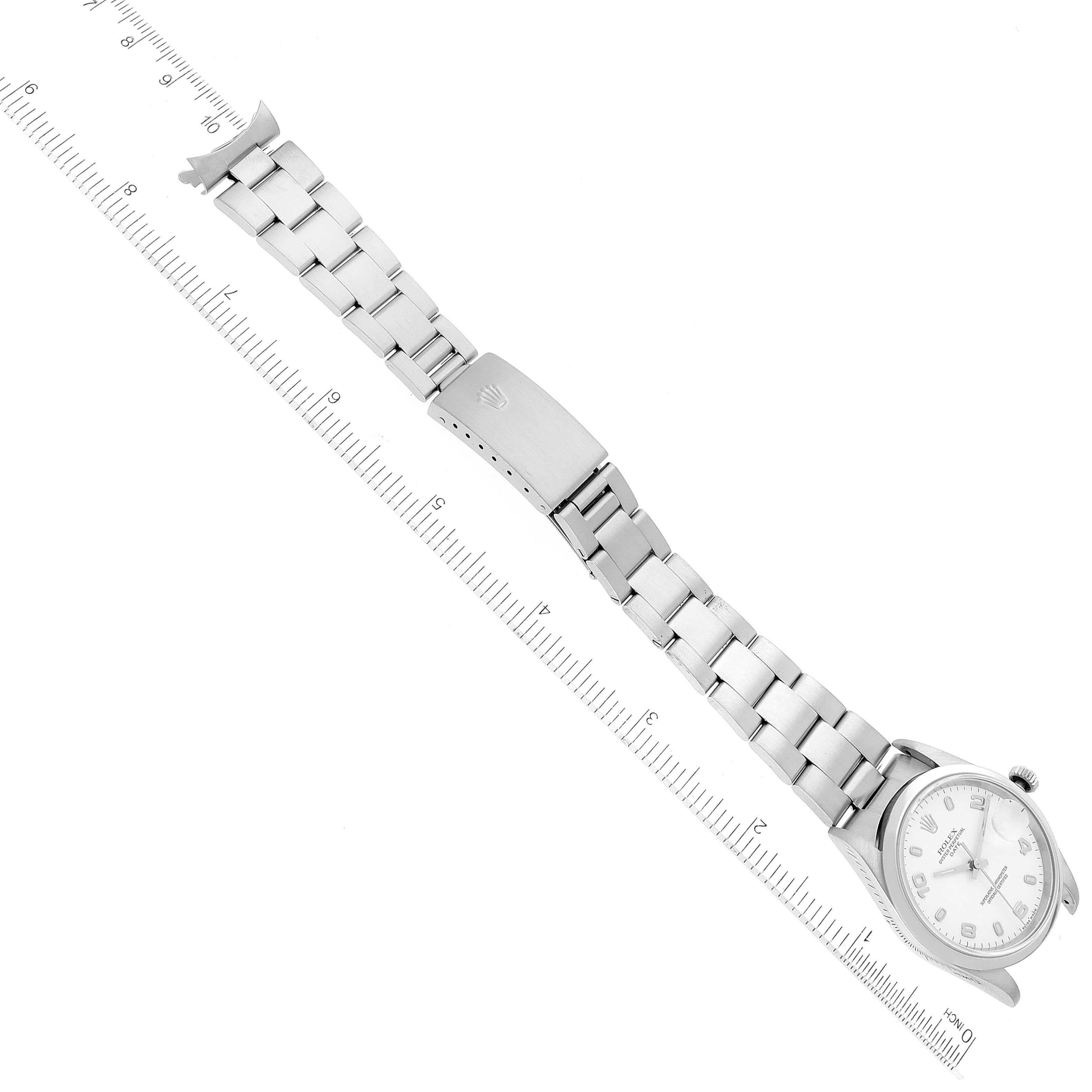 Rolex Date Cadran blanc Bracelet Oyster Acier Montre Homme 15200 en vente 5