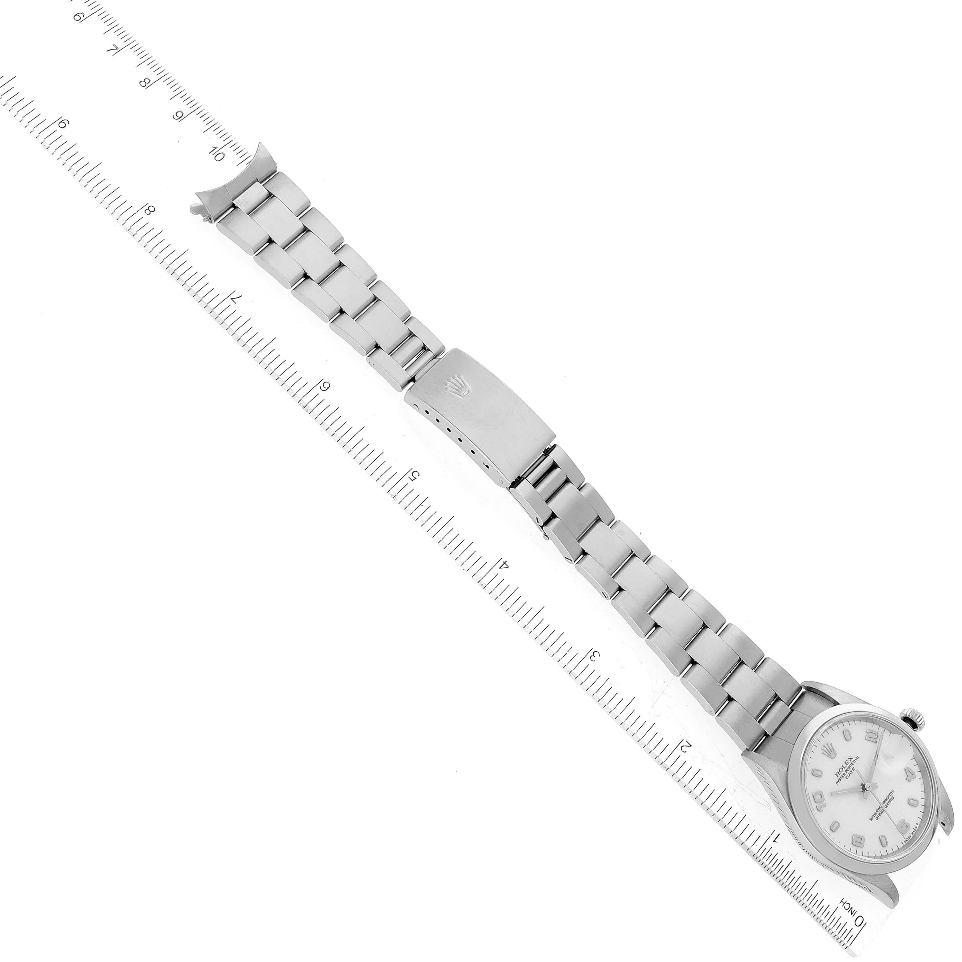 Rolex Date Cadran blanc Bracelet Oyster Acier Montre Homme 15200 en vente 6