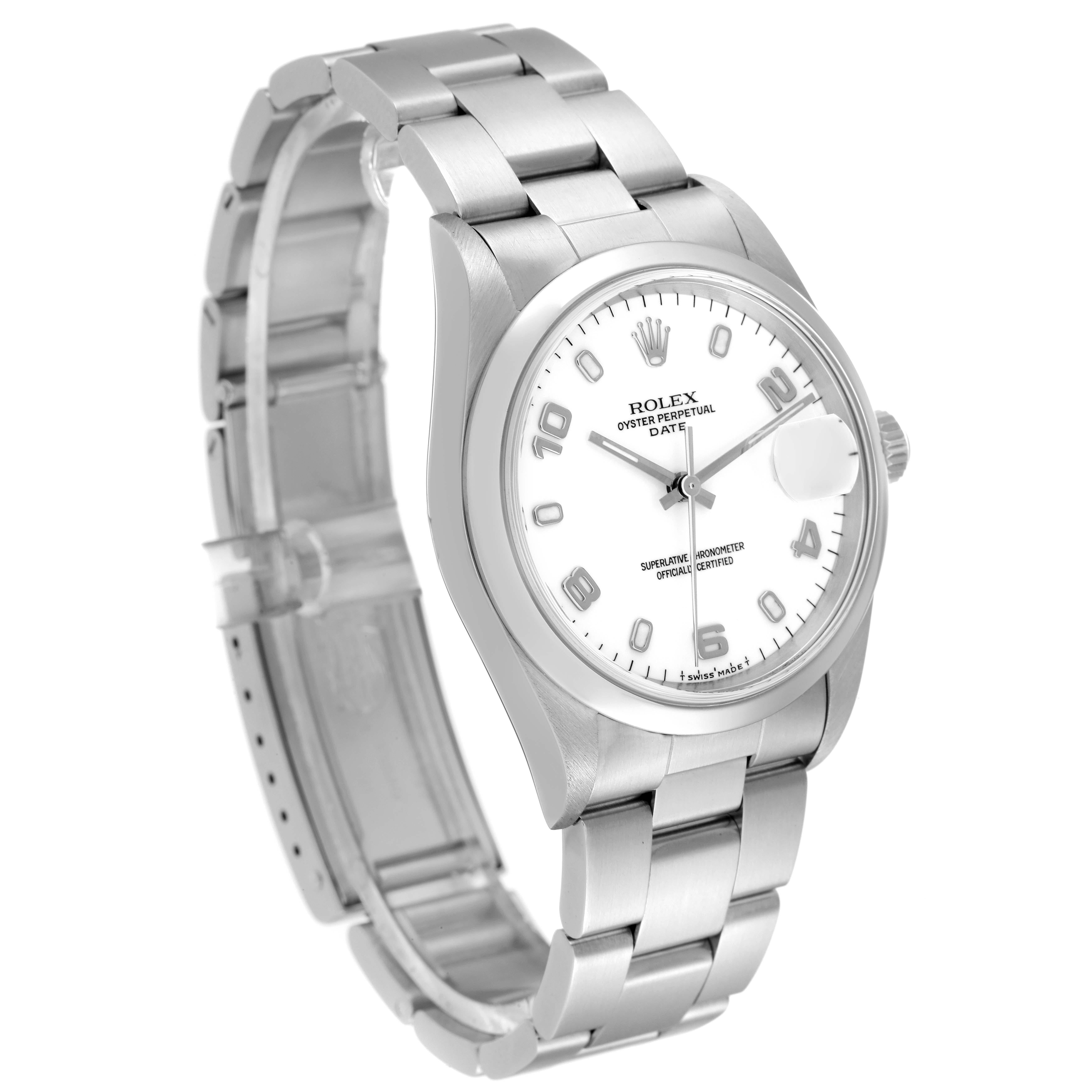Rolex Date White Dial Oyster Bracelet Steel Mens Watch 15200 In Excellent Condition For Sale In Atlanta, GA