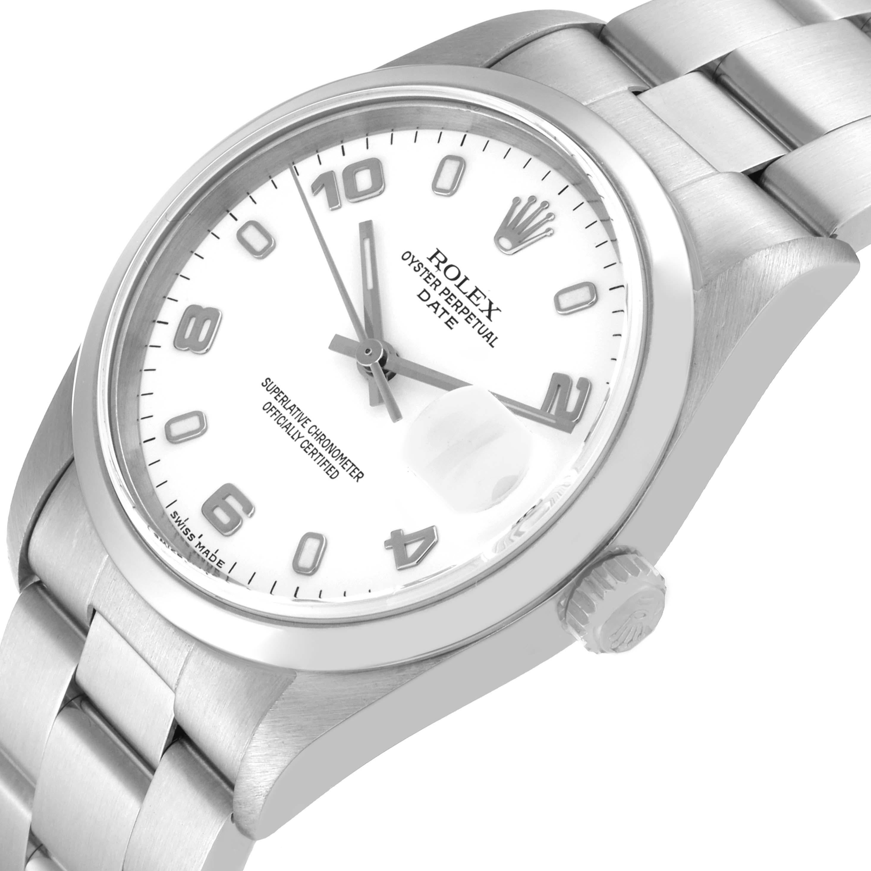 Rolex Date White Dial Oyster Bracelet Steel Mens Watch 15200 1
