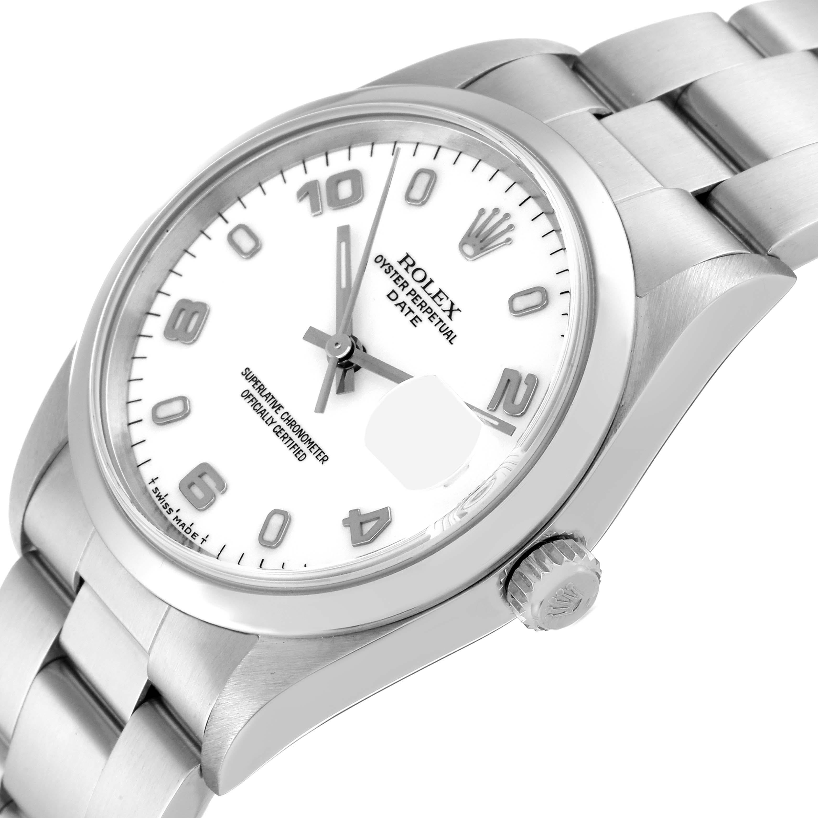 Rolex Date Cadran blanc Bracelet Oyster Acier Montre Homme 15200 en vente 1