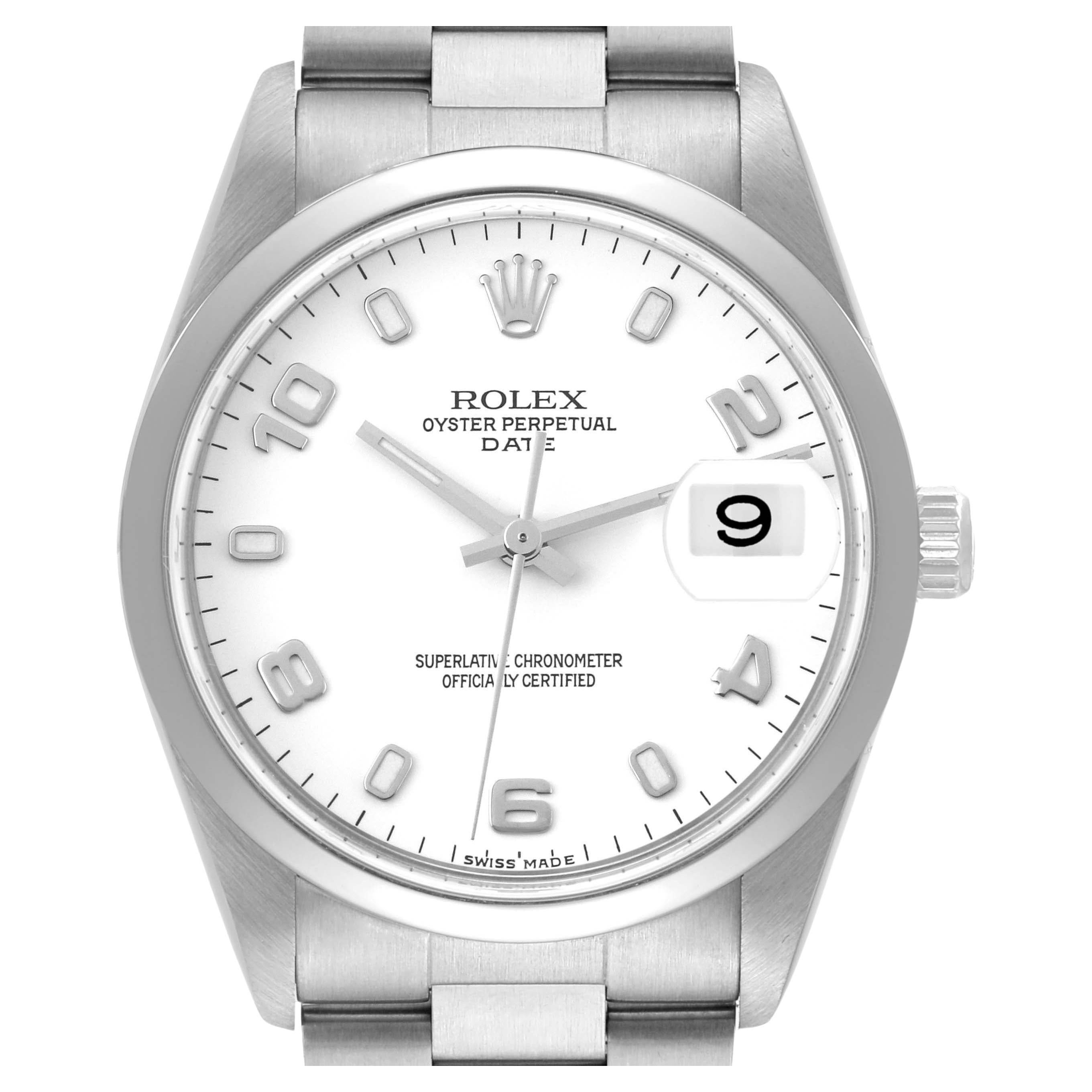 Rolex Date White Dial Oyster Bracelet Steel Mens Watch 15200