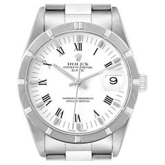 Rolex Date White Dial Oyster Bracelet Steel Mens Watch 15210 Box Papers