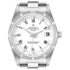 Rolex Date White Dial Oyster Bracelet Steel Mens Watch 15210 Box Papers