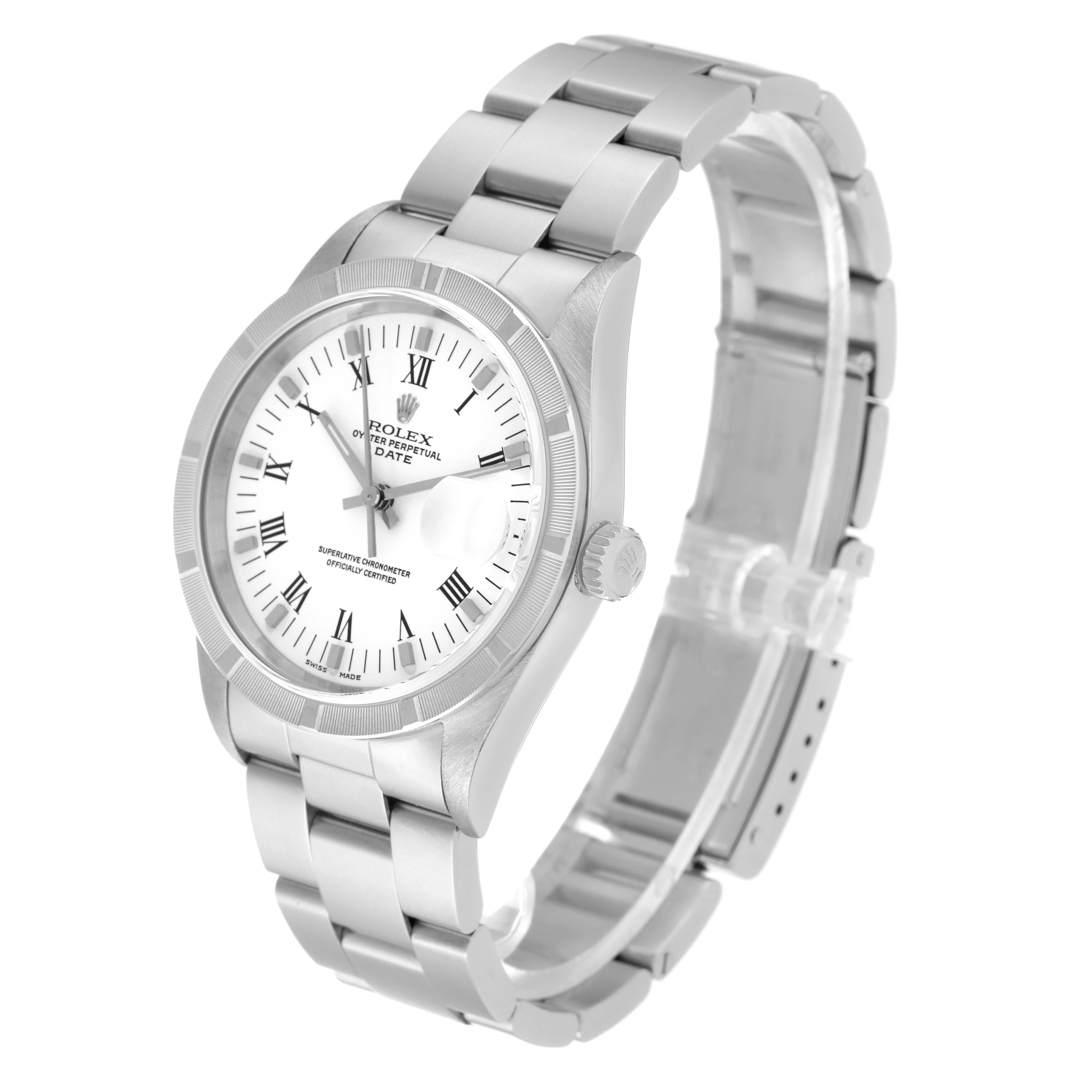 Rolex Date Weißes Oyster-Armband Stahl-Herrenuhr mit Zifferblatt 15210 im Angebot 7