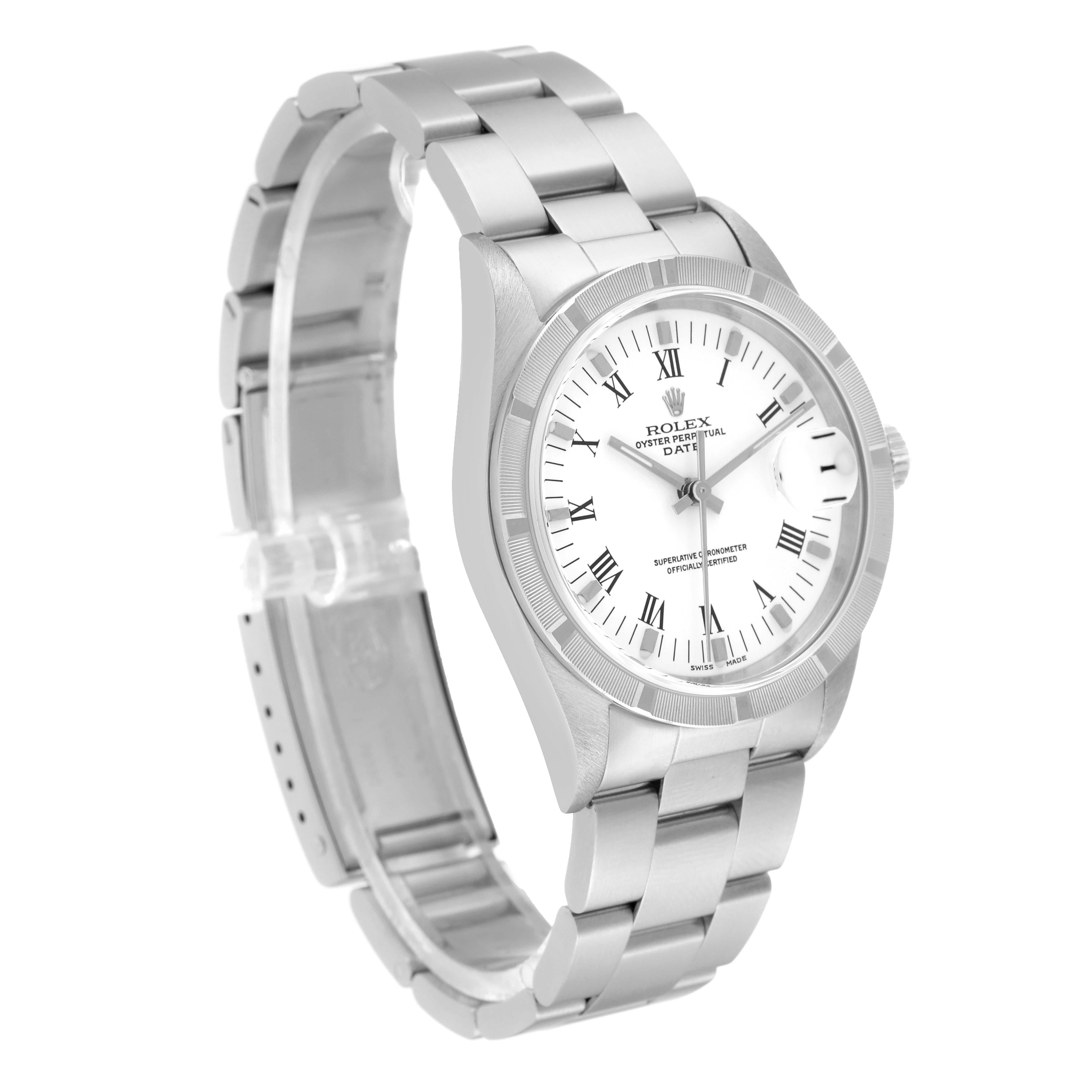 Rolex Date Weißes Oyster-Armband Stahl-Herrenuhr mit Zifferblatt 15210 im Angebot 4