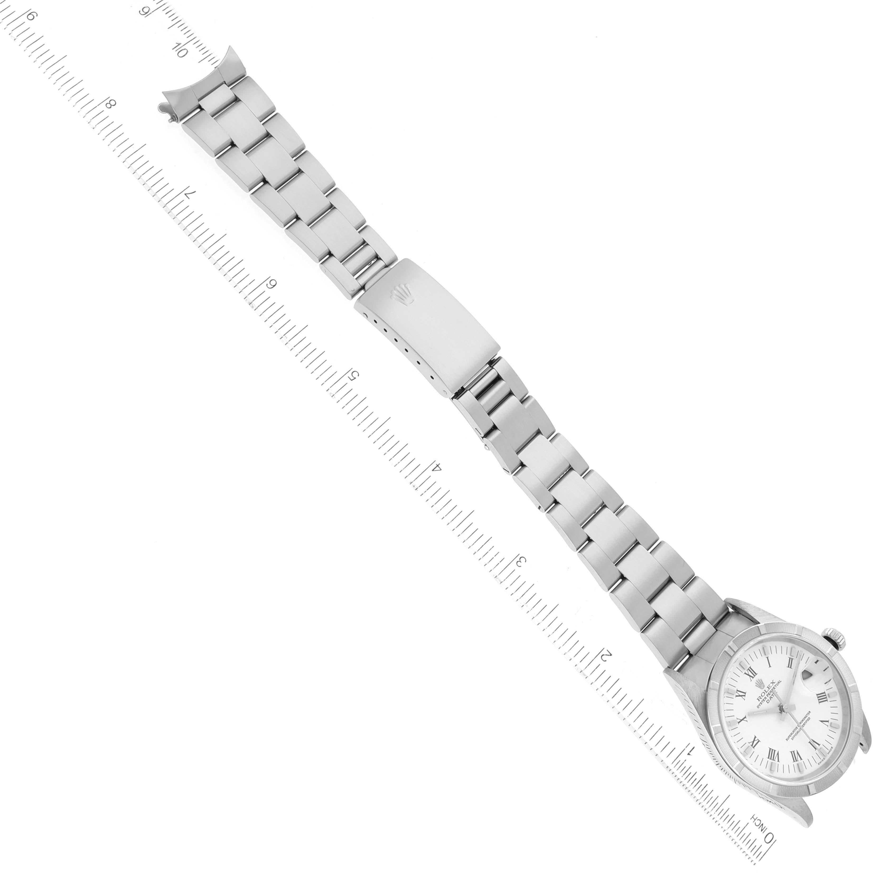 Rolex Date Cadran blanc Bracelet Oyster Acier Montre Homme 15210 en vente 5