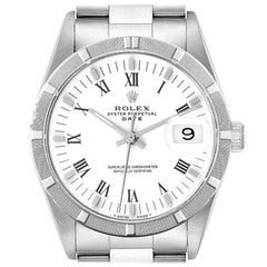 Rolex Montre pour homme Date avec cadran blanc et bracelet Oyster en acier 15210
