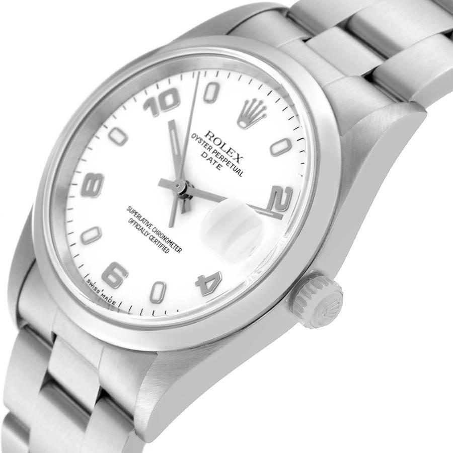 Men's Rolex Date White Dial Smooth Bezel Steel Mens Watch 15200