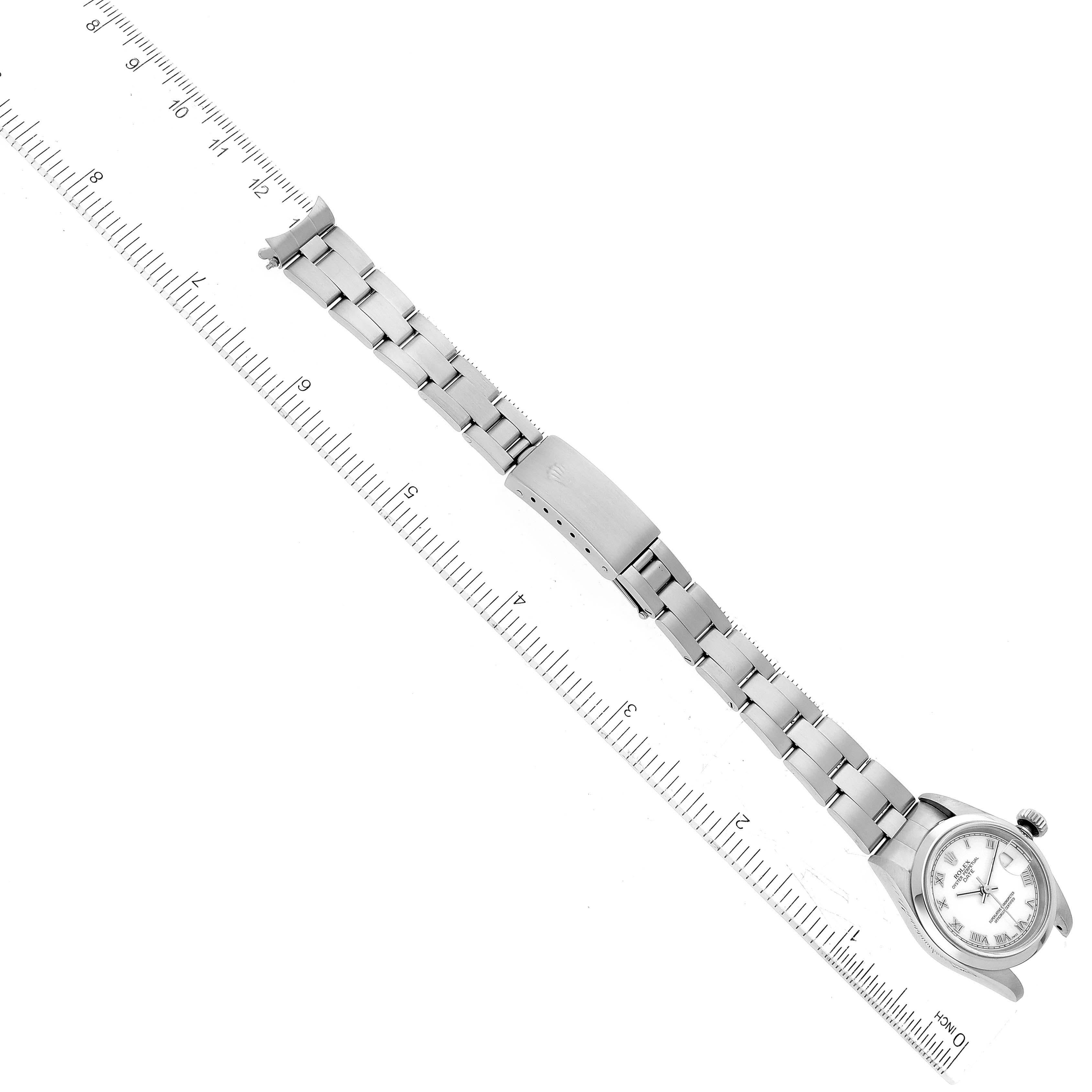 Rolex Date White Roman Dial Domed Bezel Steel Ladies Watch 79160 6