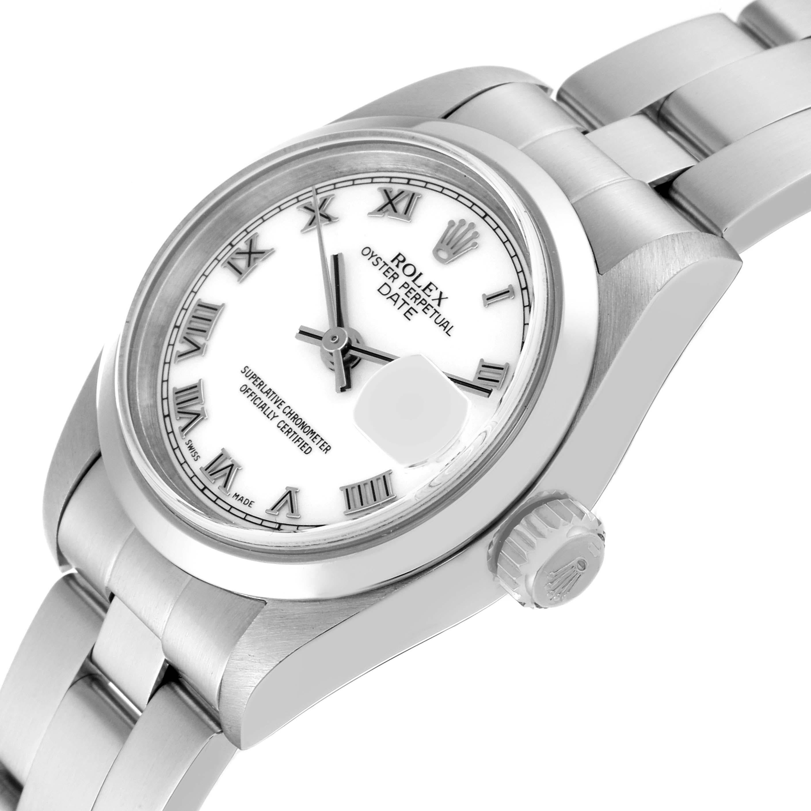 Rolex Date White Roman Dial Domed Bezel Steel Ladies Watch 79160 1