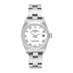 Rolex Date White Roman Dial Domed Bezel Steel Ladies Watch 79160