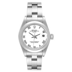Rolex Date White Roman Dial Domed Bezel Steel Ladies Watch 79160