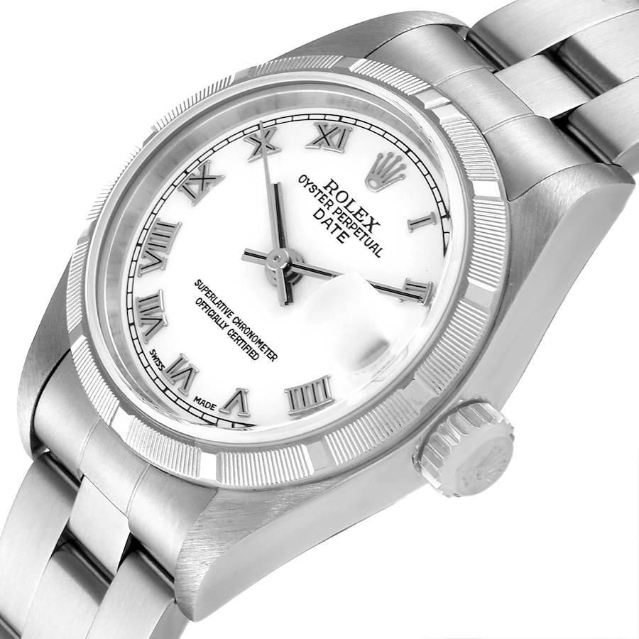 Rolex Date White Roman Dial Oyster Bracelet Steel Ladies Watch 79190 For Sale 1